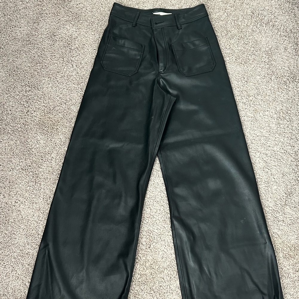Zara Faux Leather Straight Leg Pants